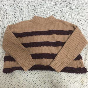 Loft/Lou & Grey fuzzy brown striped sweater
